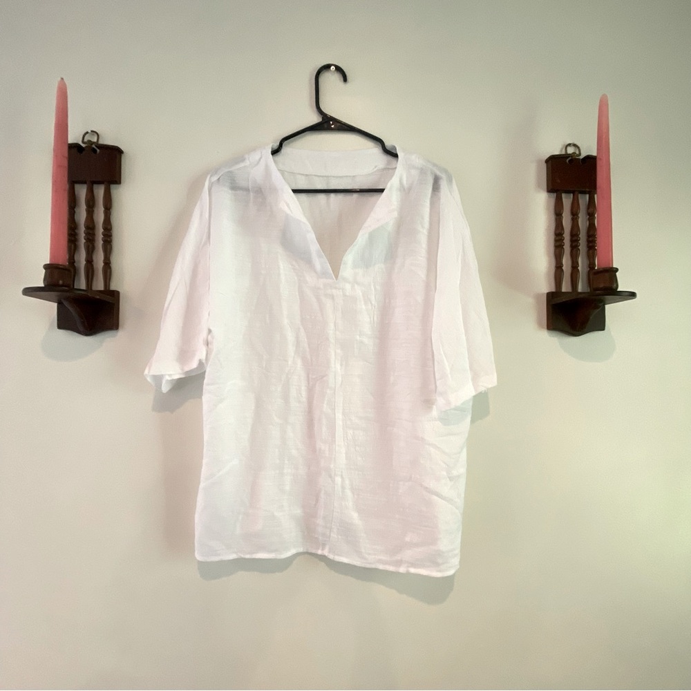 Linen 3/4 sleeve length beachy top!